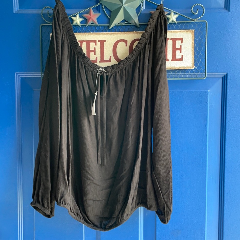 Off the shoulder black blouse